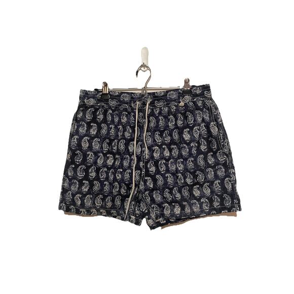 Polo Ralph Lauren Men's Blue Batik Paisley Print Swim Trunks Shorts Size Large - Picture 1 of 10